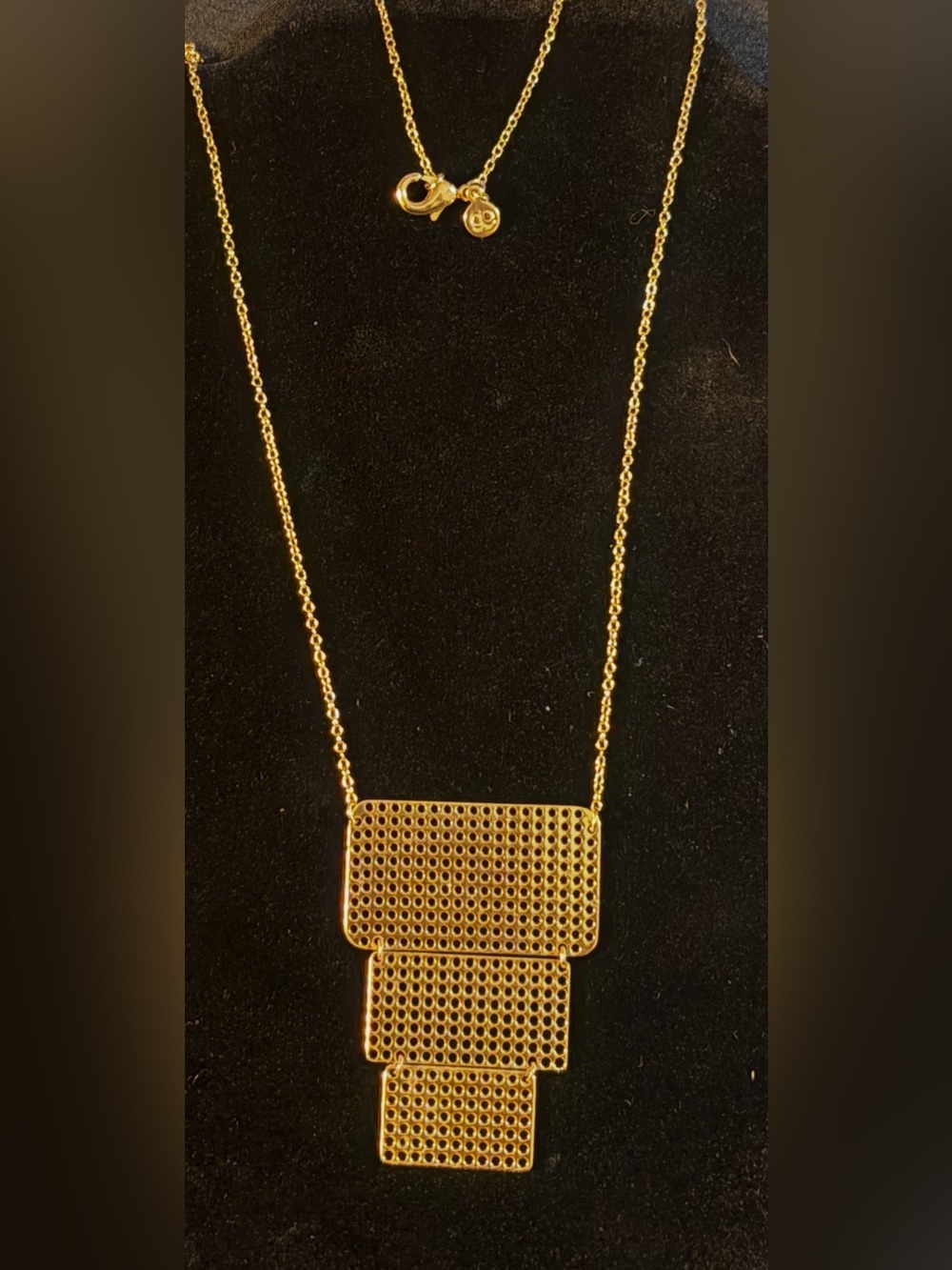 Gorjana Mia Tiered Gold Perforated Rectangle Pendant Necklace